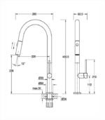 Baterija za sudoperu COPEN SALT sa izvlačećim tušem 2F mat crna - Image 2