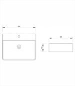 Lavabo nadgradni MINOTTI 600x425x135 sa otvorom za slavinu - Image 3